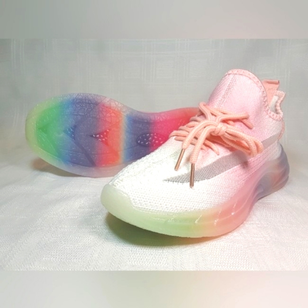 Shoes Women Gel Rubber Sole Netted Sheer Pink Pastel Tie Dye Size 7 Sneakers